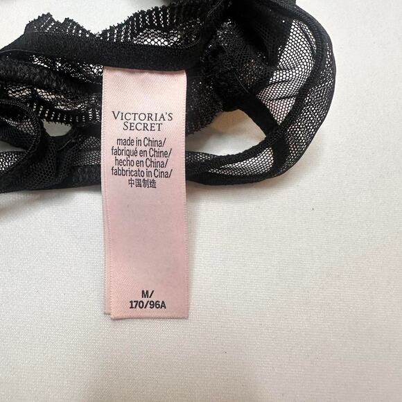 Victorias Secret Bundle  Size Medium Black With Pink Poka Dot With V Embroidered - Picture 8 of 8